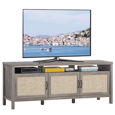 Costway TV Stand Entertainment Media Center For TV's Up To 65'' W/ Rattan Doors 11 Costway TV Stand Entertainment Media Center For TV's Up To 65'' W/ Rattan Doors - Image 11