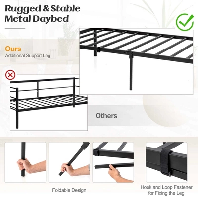 Costway Twin Metal Daybed Sofa Bed With Trundle & Lockable Casters For Living Room 6 Costway Twin Metal Daybed Sofa Bed With Trundle & Lockable Casters For Living Room - Image 6