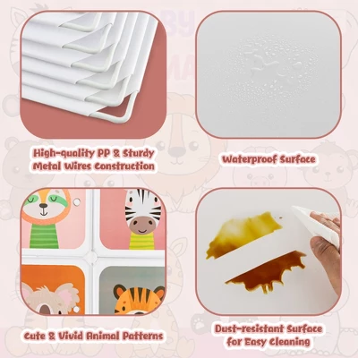 Costway 8-Cube Kids Wardrobe Baby Dresser Bedroom Armoire Clothes Hanging Closet With Doors 6 Costway 8-Cube Kids Wardrobe Baby Dresser Bedroom Armoire Clothes Hanging Closet With Doors - Image 6