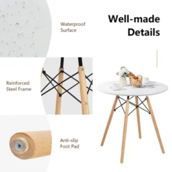 Costway Dining Table Round White Modern Dining Table 31.5'' W/Solid Wooden Leg For Kitchen 16 Costway Dining Table Round White Modern Dining Table 31.5'' W/Solid Wooden Leg For Kitchen -Costway GUEST 699bdd19 c379 4a9e b040 dd55b7e7c917