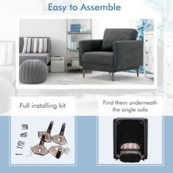 Costway Modern Upholstered Accent Chair Single Sofa Armchair Living Room Funiture WhiteGrey -Costway GUEST 6a920c0c 2d99 4cf9 a40f 56d64cadc629