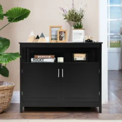 Costway Kitchen Buffet Server Sideboard Storage Cabinet W/2 Doors & Shelf WhiteBlack -Costway GUEST 6a9618b1 7867 40f4 8c6c deb177cffdb8