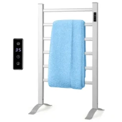 Costway Freestanding Wall Mounted Towel Warmer 6-Bar Aluminum Heated Towel Rack W/ Timer -Costway GUEST 6a976176 8866 42af bb7f d8ebf8b3f530