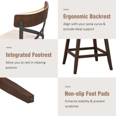 Costway Set Of 4 Wooden Swivel Bar Stools Upholstered Counter Height Dining Chairs 7 Costway Set Of 4 Wooden Swivel Bar Stools Upholstered Counter Height Dining Chairs - Image 7