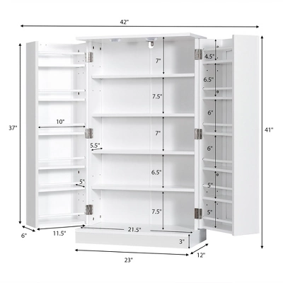 Costway 41'' Farmhouse Kitchen Pantry Storage Cabinet W/Doors Adjustable Shelves 3 Costway 41'' Farmhouse Kitchen Pantry Storage Cabinet W/Doors Adjustable Shelves - Image 3