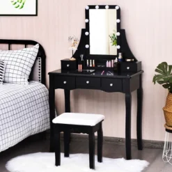 Costway Vanity Dressing Table Set W/Removable Box &10 Dimmable Bulbs Touch Switch 21 Costway Vanity Dressing Table Set W/Removable Box &10 Dimmable Bulbs Touch Switch -Costway GUEST 6af061f6 fe5e 4989 a987 0430708a4bbf
