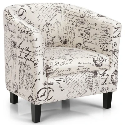Costway Barrel Modern Accent Tub Upholstered Chair French Print W/ Ottoman 7 Costway Barrel Modern Accent Tub Upholstered Chair French Print W/ Ottoman - Image 7