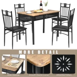 Costway 5PCS Dining Set Metal Table & 4 Chairs Kitchen Breakfast Furniture Black -Costway GUEST 6b1f4cb5 40f9 4752 8eae 6fdc809640ee