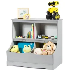 Costway Children's Multi-Functional Bookcase Toy Storage Bin Kids Floor Cabinet GreyWhite -Costway GUEST 6ba1c637 22e4 48cc 8bd9 a766828a10aa
