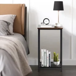 Costway Set Of 2 2-Tier Industrial Side End Accent Telephone Table W/ Mesh Shelf -Costway GUEST 6bb6ef5b 3aa5 436a bad7 1f8285e8172c