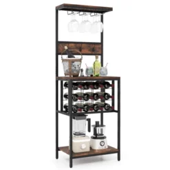 Costway Wine Rack Freestanding Floor With Countertop Wine And Glass Holder Wine Shelf -Costway GUEST 6bb9ebd6 cc0e 424c 98c4 a1e1f07abc57