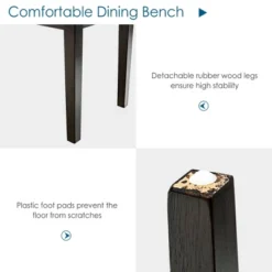 Costway Upholstered Dining Bench W/Padded Seat For Kitchen Bedroom Entryway Grey -Costway GUEST 6bd10195 8851 438a 8e3a 2993330d1083