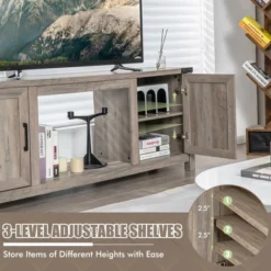 Costway 62'' Farmhouse TV Stand Entertainment Center For TVs Up To 70 Inches Natural 14 Costway 62'' Farmhouse TV Stand Entertainment Center For TVs Up To 70 Inches Natural -Costway GUEST 6c435018 f13f 4739 a8d5 da24ce433994