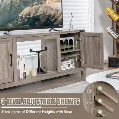 Costway 62'' Farmhouse TV Stand Entertainment Center For TVs Up To 70 Inches Natural 6 Costway 62'' Farmhouse TV Stand Entertainment Center For TVs Up To 70 Inches Natural - Image 6