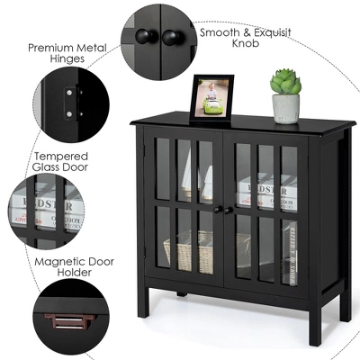 Costway Storage Buffet Cabinet Glass Door Sideboard Console Table Server 9 Costway Storage Buffet Cabinet Glass Door Sideboard Console Table Server - Image 9