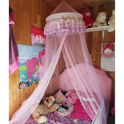 Costway Elegant Lace Bed Mosquito Netting Mesh Canopy Princess Round Dome Bedding Net 4 Costway Elegant Lace Bed Mosquito Netting Mesh Canopy Princess Round Dome Bedding Net - Image 4