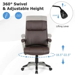 Costway Ergonomic Office Chair PU Leather Executive Swivel With Upholstered Armrests Brown -Costway GUEST 6c9a4352 4e13 4c82 b979 026b99f2f571