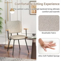 Costway Set Of 2 Modern Linen Fabric Dining Chairs Padded Kitchen Accent Armchair Grey/Orange 16 Costway Set Of 2 Modern Linen Fabric Dining Chairs Padded Kitchen Accent Armchair Grey/Orange -Costway GUEST 6caf901c fc2b 464d a9f9 0e47187a68fb