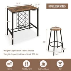 Costway 5PCS Bar Table & Stools Set Industrial Bistro Set With Wine Rack & Glass Holder 6 Costway 5PCS Bar Table & Stools Set Industrial Bistro Set With Wine Rack & Glass Holder -Costway GUEST 6cb48cf6 858b 4495 9dcb 9cc0e7afe686