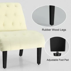 Costway Armless Accent Chair Upholstered Tufted Lounge Chair Wood Leg -Costway GUEST 6ccd2806 4f34 46d7 81f9 ea809b0f5bac