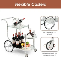 Costway Kitchen Cart Tea Cart Glass Shelves & Metal Frame With Wheels 14 Costway Kitchen Cart Tea Cart Glass Shelves & Metal Frame With Wheels -Costway GUEST 6d052780 18fe 4988 b647 134c1b52a554