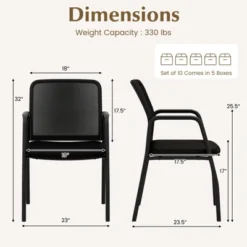Costway Waiting Room Chair Set Of 2/4/6/8/10/12 Office Guest Chairs With Ergonomic Mesh Backrest Sturdy Arms & Cushioned Seat Black 17 Costway Waiting Room Chair Set Of 2/4/6/8/10/12 Office Guest Chairs With Ergonomic Mesh Backrest Sturdy Arms & Cushioned Seat Black -Costway GUEST 6d13bf8f d057 4eca 9dac 59e483dadaf9