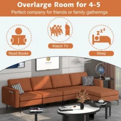 Costway Modular L-shaped Sectional Sofa W/ Reversible Chaise & 4 USB Ports OrangeDark Grey 16 Costway Modular L-shaped Sectional Sofa W/ Reversible Chaise & 4 USB Ports OrangeDark Grey -Costway GUEST 6d158f67 09c4 4372 a2dd 95395eacff0d
