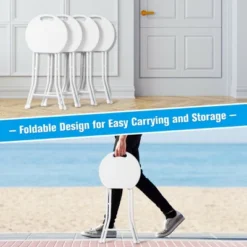 Costway Set Of 4 Portable Folding Stools 18'' Collapsible Round Stools White -Costway GUEST 6d1f549b 45cb 49a3 83ac 169a42dd6fac
