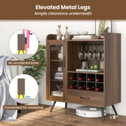 Costway Kitchen Storage Cabinet Sideboard With 3-Row Wineglass Holder Removable Rack Tempered Glass Door & Anti-Tipping Kits 9 Costway Kitchen Storage Cabinet Sideboard With 3-Row Wineglass Holder Removable Rack Tempered Glass Door & Anti-Tipping Kits -Costway GUEST 6d8da4b7 c9ab 4560 9bd3 45e5ecaed082