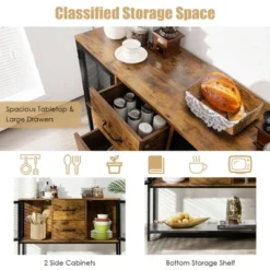 Costway Industrial Buffet Sideboard Kitchen Cupboard W/ Metal Mesh Doors & 2 Drawers 14 Costway Industrial Buffet Sideboard Kitchen Cupboard W/ Metal Mesh Doors & 2 Drawers -Costway GUEST 6d993460 3ec8 4ba6 b7d1 62e5f4ed59e4