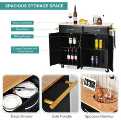 Costway 4-Door Rolling Kitchen Island Cart Buffet Cabinet W/ Towel Racks Drawers WhiteBlack -Costway GUEST 6dfe860d d685 449a 9118 5ee884e8abd9