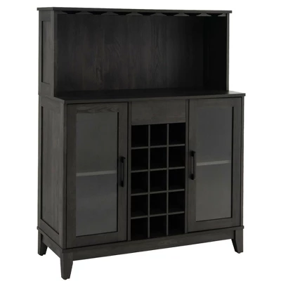Costway 2-Door Buffet Bar Cabinet Kitchen Storage Sideboard Wine Rack Glass Holder GreyBlack 9 Costway 2-Door Buffet Bar Cabinet Kitchen Storage Sideboard Wine Rack Glass Holder GreyBlack - Image 9