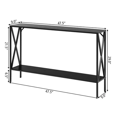 Costway 2 Tier Console Table Narrow Accent Side Entryway Table Metal Frame Black 3 Costway 2 Tier Console Table Narrow Accent Side Entryway Table Metal Frame Black - Image 3