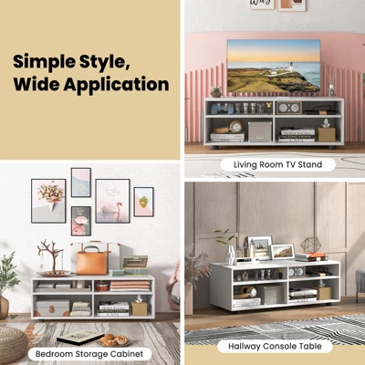 Costway TV Stand 4 Cubby TV Console Table With Adjustable Shelves Modern Home Media Entertainment Center 7 Costway TV Stand 4 Cubby TV Console Table With Adjustable Shelves Modern Home Media Entertainment Center - Image 7