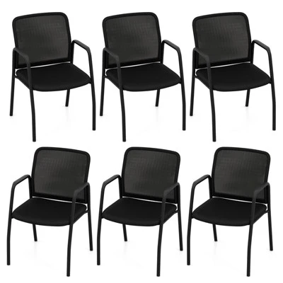 Costway Waiting Room Chair Set Of 2/4/6/8/10/12 Office Guest Chairs With Ergonomic Mesh Backrest Sturdy Arms & Cushioned Seat Black 11 Costway Waiting Room Chair Set Of 2/4/6/8/10/12 Office Guest Chairs With Ergonomic Mesh Backrest Sturdy Arms & Cushioned Seat Black - Image 11