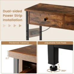 Costway Entryway Table With Charging Station Narrow Console Table With 2 Drawers Brown/Oak -Costway GUEST 6e8d81dc d37c 49cd b7a1 4ea42f4769df