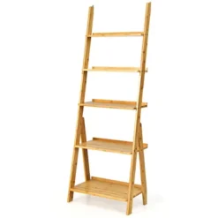 Costway 5-Tier Bamboo Ladder Shelf Bookshelf Display Storage Rack Flower Stand -Costway GUEST 6e905c4c b65a 45cb 8651 42f93a43f397