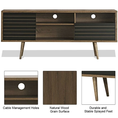 Costway Modern TV Stand/Console Cabinet 3 Shelves Storage Drawer Splayed Leg Wood/Black 7 Costway Modern TV Stand/Console Cabinet 3 Shelves Storage Drawer Splayed Leg Wood/Black - Image 7