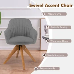 Costway Modern 360 Degree Swivel Accent Chair W/ Linen Fabric & High-density Sponge Yellow/Brown/White/Grey/Red 18 Costway Modern 360 Degree Swivel Accent Chair W/ Linen Fabric & High-density Sponge Yellow/Brown/White/Grey/Red -Costway GUEST 6eb8bc00 39e5 4586 84e0 d5e4b22a15ee