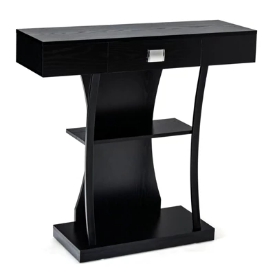 Costway T-Shaped Console Table Behind Couch Table With Drawer Shelves & Dual Anti-Tipping Kits Modern Foyer Table Entryway Accent Table 2 Costway T-Shaped Console Table Behind Couch Table With Drawer Shelves & Dual Anti-Tipping Kits Modern Foyer Table Entryway Accent Table - Image 2