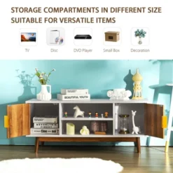 Costway TV Stand Entertainment Media Console W/2 Storage Cabinets & Open Shelves -Costway GUEST 6f040045 bc45 4f78 b410 b078ef493e0b