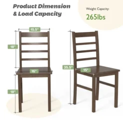 Costway Dining Chair Set Of 4 Modern Kitchen Wood Chairs W/ Solid Rubber Wood Structure