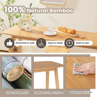 Costway Bamboo Bar Table 48'' High Top Console Dining Pub Table For Narrow Space Natural 6 Costway Bamboo Bar Table 48'' High Top Console Dining Pub Table For Narrow Space Natural - Image 6