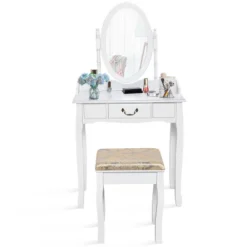 Costway Vanity Table Jewelry Makeup Desk Bench Dresser Stool -Costway GUEST 7054f742 433d 452c ac81 d6ede0a97bd8