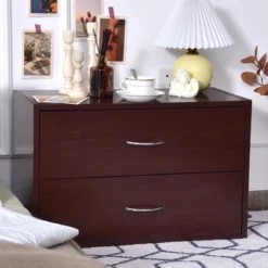 Costway 2-Drawer Dresser Horiztonal Organizer W/Handle Wood End Table Nightstand -Costway GUEST 705a8d41 41bc 4f11 98ad cf62b905aa11