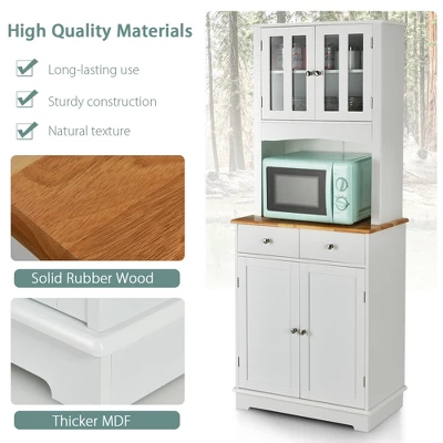 Costway Buffet Hutch Kitchen Storage Cabinet W/ Microwave Stand Storage Shelves 6 Costway Buffet Hutch Kitchen Storage Cabinet W/ Microwave Stand Storage Shelves - Image 6