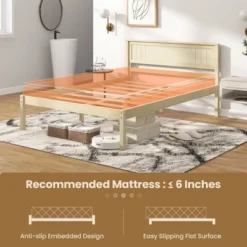 Costway Full/Queen/Twin Size Wooden Platform Bed Frame With Headboard Mattress Foundation Natural -Costway GUEST 70972829 cd11 4164 8444 4961d9d99b86