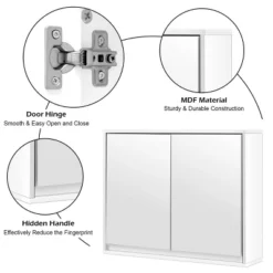 Costway Wall Mounted Bathroom Medicine Cabinet Storage Cabinet Double Mirror Door Organizer Shelf White 15 Costway Wall Mounted Bathroom Medicine Cabinet Storage Cabinet Double Mirror Door Organizer Shelf White -Costway GUEST 70c62828 fedc 41ed b62b 745070b8920a