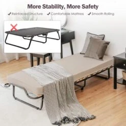 Costway Folding Bed W/Memory Foam Mattress Dust-Proof Bag Rollaway Metal Bed Sleeper Made In Italy 14 Costway Folding Bed W/Memory Foam Mattress Dust-Proof Bag Rollaway Metal Bed Sleeper Made In Italy -Costway GUEST 70e0c626 2dc2 4a34 866f 4baa79d911cb