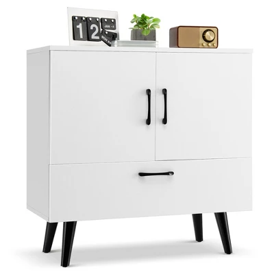 Costway Mid Century Storage Cabinet Accent Buffet Sideboard Entryway Kitchen White Brown 10 Costway Mid Century Storage Cabinet Accent Buffet Sideboard Entryway Kitchen White Brown - Image 10